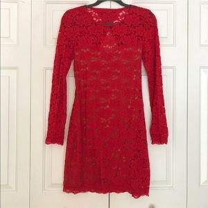 Express Red Lace Bodycon Dress